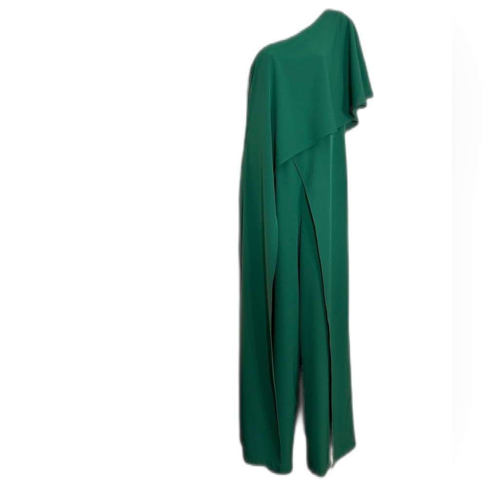 Classy Green One-Shoulder Layered Jumpsuit.  Size Medium.